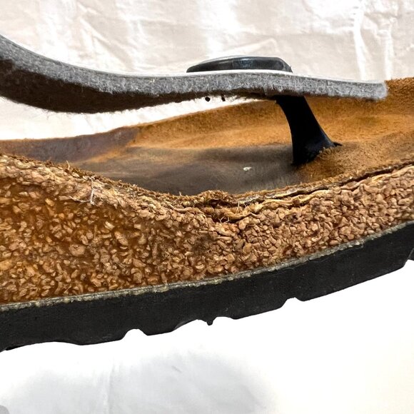 Birkenstock Gizeh sandals Silver birko flor EU 40 US womens 9 9.5 faux leather - Picture 12 of 13